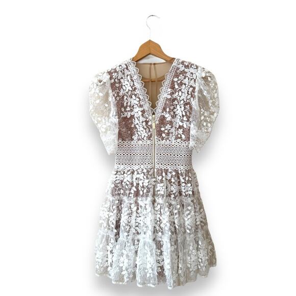 Bronx and Banco Megan Mini Dress in Blanc Lace Bridal Extra Small Women’s - Picture 9 of 12